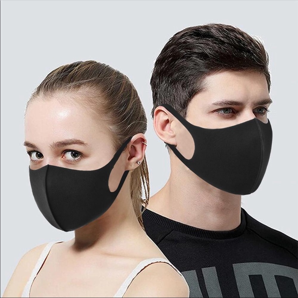 Black Plain Face Masks Unisex Comfortable